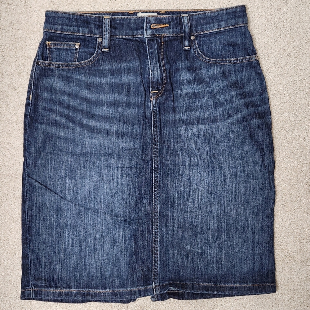 L.L. Bean Dark Blue Denim Pencil Skirt